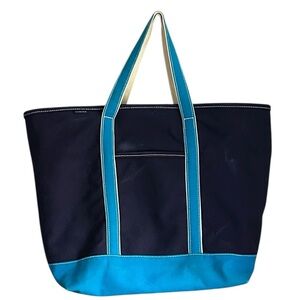 Lands’ End XL 5 Pocket Navy and Blue Heavy Canvas Bag RARE COLORWAY